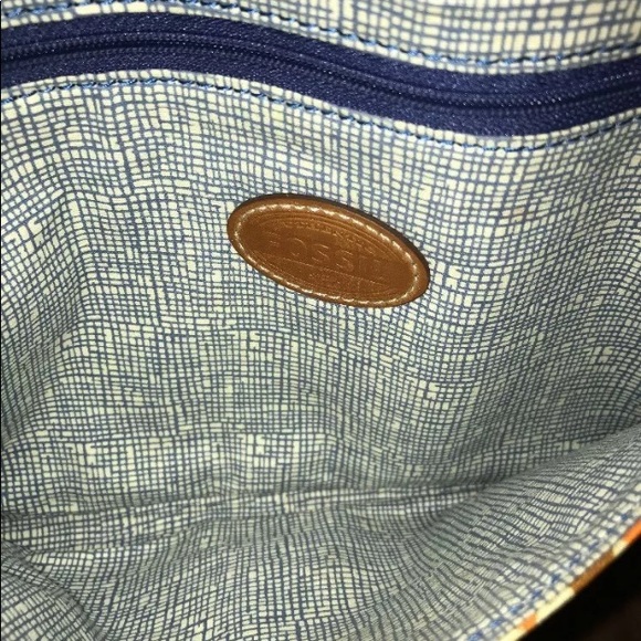 Fossil Keyper starburst floral native vegan coated canvas crossbody bag purse - Picture 9 of 10